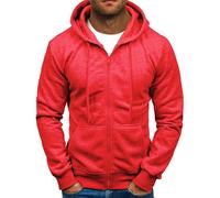 Chaqueta deportiva genérica de algodón ligero - Sudadera con capucha para hombre Cargo Cardigan Casual con capucha Sudadera de manga larga a la moda con capucha holgada para hombre Confort, rojo, XXL