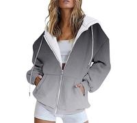 Chaqueta Deportiva Mujer Con Bolsillo, Sudadera Mujer Capucha Oversize Sudaderas Color Gradiente Sudadera Otoño Sudadera Poliéster Abrigo Con Cremallera Abrigos Casual Chaqueta Cordón De Ajuste