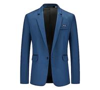 Chaqueta deportiva para hombre, moderna, elástica, ajustada, para tiempo libre, para el tiempo libre, para el trabajo, chaqueta de trabajo para hombre, azul, S