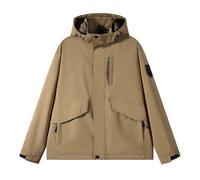 Chaqueta deportiva para mujer, con capucha, impermeable, talla grande, a prueba de viento, manga larga, capa Softshell chándal senderismo abrigo encerado, ropa de lluvia, amarillo, XL