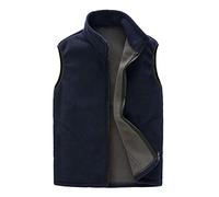 Chaqueta deportiva pequeña para hombre, sin mangas, con cremallera, chaleco cálido, bolsillos para parejas, abrigos y chaquetas para hombre debajo de la ropa, azul marino, S