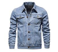 Chaqueta Estilo de hombre Ropa de abrigo Manga larga Ropa casual Ajuste holgado Ligero Al aire libre Top con botones Abrigo de mezclilla Chaquetas de mezclilla vaquera lavadas vintage clásicas Tallas