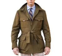 Chaqueta estilo safari para hombre, estilo militar, casual, ligera, resistente al viento, para pesca al aire libre, gabardina de un solo pecho, Ejercito Verde, M