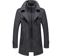 Chaqueta For Hombre Abrigos De Lana De Invierno Peacoat Abrigo Informal Cálido Prendas De Vestir Chaqueta De Trinchera De Negocios De Un Solo Pecho (Color : Gray, Size : M)