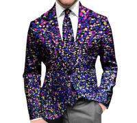 Chaqueta formal con estampado de carnaval 2026 para eventos de gala y celebraciones, abrigo de moda con cuello alto, Morado (, S