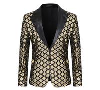 Chaqueta Formal Hombre, Traje De Chaqueta con Botones De Solapa Y Bolsillo con Estampado De Papá Noel Y De Nieve para Hombre