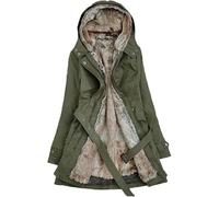 Chaqueta Forrada Acolchada para Mujer Moda Casual Suelta cálida de Longitud Media Parka con Capucha de Invierno Chaqueta Gruesa de Negocios a Prueba de Viento al Aire Libre (Verde,L)
