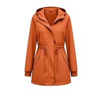 Chaqueta genérica con capucha para mujer lisa, casual y de moda, abrigo ligero con cremallera parka urbana chic para el diario a prueba de viento primavera otoño bomber, naranja, M
