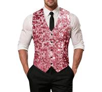 Chaqueta genérica para hombre, chaqueta de discoteca con purpurina metálica, chaqueta de noche sin mangas o larga ropa de noche de moda para fiestas de carnaval, chaleco con lentejuelas, chaleco