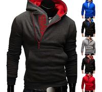 Chaqueta genérica para hombre de media temporada elegante, chaqueta con capucha sudaderas laterales con cremallera con capucha con capucha con bolsillo canguro Abrigo casual Abrigos Chándal Versátil