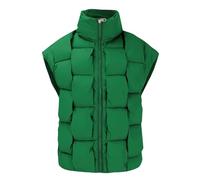 Chaqueta genérica para hombre, vaquera de piel, chaleco holgado, de gran tamaño, para mujer, ligero, cuello alto, aislado, acolchado, abrigo con bolsillos, invierno, chaqueta infantil, verde, M