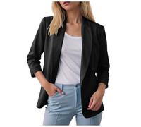 Chaqueta genérica para mujer Blazer chaqueta de oficina casual de manga larga con diseño personalizado de mitad de temporada para mujer Blazer para oficina y trabajo versátil y cómodo, El Negro #1, M