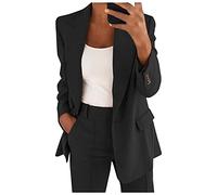 Chaqueta genérica para mujer Blazer Slim Fit Elegante manga larga traje de solapa negocios chaqueta ligera mujer traje sastre oficina negocios con bolsillos color variedad, B-le negro, 5XL