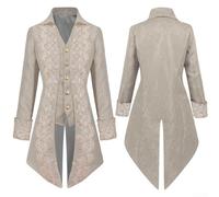 Chaqueta gótica bordada para hombre, estilo victoriano, renacentista, medieval, steampunk, vintage, para fiesta de cosplay, recreación histórica, beige (3XL beige)