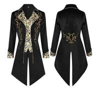 Chaqueta gótica genérica para hombre Steampunk, chaqueta victoriana vintage abrigo gótico estilo renacentista disfraz de Halloween adulto Redingote largo Steampunk ropa medieval traje caballero