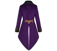 Chaqueta gótica para hombre, abrigo steampunk midi para hombre, moderno, estilo medieval, negro, frac, bordado, corte victoriano, falda de teatro, disfraz de pirata, disfraz de Halloween