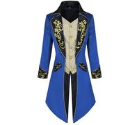 Chaqueta gótica para hombre, abrigo steampunk midi para hombre, moderno, estilo medieval, negro, frac, bordado, corte victoriano, falda de teatro, disfraz de pirata, disfraz de Halloween