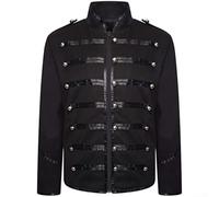 Chaqueta gótica Steampunk para hombre con diseño victoriano de abrigo de vestida, cuello alto y mangas largas para un uso diario cómodo y de vacaciones (XL negro)