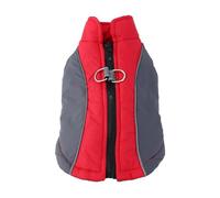 Chaqueta Gruesa Y Cálida De Cuero PU Brillante para Cachorros, Abrigo De Algodón Impermeable para Yorkshire Terriers, Shiba Inus Pugs, Chihuahuas,Rojo,SG