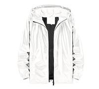 Chaqueta holográfica para hombre de manga larga ligera metalizada brillante con capucha reflectante para bicicleta, chaqueta para correr, transpirable, a prueba de viento, impermeable, abrigo