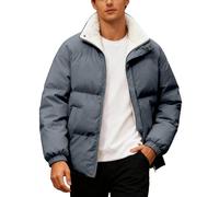 Chaqueta Hombre Abrigo Invierno Anorak Plumas Ligeros Parkas Acolchada Polar，Abrigo grueso térmico con cuello para parejas chaquetón masculino acolchado de uso diario y ocio (Grey, M)