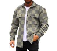 Chaqueta Hombre de Cuadros Vintage Sobrecamisa Casual con Bolsillos Abrigo Invierno Cazadora Transición Retro Chaquetas Trabajo Masculina Informal Jacket Ropa Deportiva Ligera Otoño Softshell