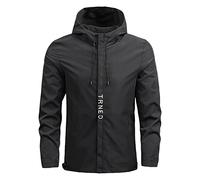 Chaqueta Hombre, Deportiva Fina sólido informal otoño invierno deportivo con cremallera ropa béisbol con bolsillo voladora (Black 4XL)
