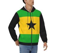 Chaqueta Hombre Estampado Santo Tomé Y Príncipe Bandera Nacional Cremallera Completa Sudadera Deportiva Capucha Abrigo Antiviento Caliente Ligera Tejido Elástico Bolsillo Clásico Ocasiones Múltiples