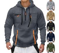 Chaqueta Hombre Invierno Cálido Chaqueta Sudadera Hombre Cremallera Con Capucha Sudadera Multibolsillos Sudaderas Casual Sudadera Gran Tamaño Otoño Abrigos Color Sólido Chaqueta Versátil Chándal, Luz