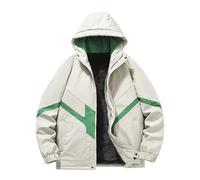 Chaqueta Hombre Invierno Con Capucha Color Block Joven Adulto Corte Relajado Polar Interior Estilo Casual Moda Para Invierno Cómodo Y Cálido Abrigo Colorido, caqui, 4XL