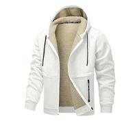 Chaqueta Hombre Invierno Deportiva Sudadera Hombre con Capucha Polar Termicas Sudaderas Hoodie Cremallera Casual Básica Ropa De Trabajo Jersey Sweatshirt(Blanco,S)