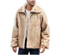 Chaqueta Hombre Invierno Rebajas,Chaqueta Pelo Sintetico para Hombre Grueso y Cálido Cuello de Piel Corto Abrigos de Pelo Sintetico Moda Lujo Peludo Cazadora Hombre Invierno Caliente Outwear Tops