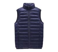 Chaqueta Hombre Invierno Sin Mangas Cremallera, Chaleco Trabajo Hombre Cuello Alto Color Liso Sin Capucha con Bolsillo, Chalecos Termica Classic - Chalecos Softshell Montaña Marina XL