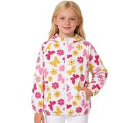 Chaqueta Impermeable con Capucha para Niña, Cortavientos con Forro Polar Ligera Abrigo Prueba de Viento Chubasquero Primavera Otoño Abrigos Deportivos 3-10 Años