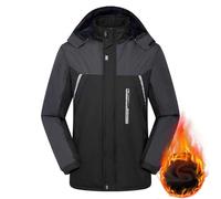 Chaqueta impermeable con forro polar para hombre, abrigo de esquí con aislamiento térmico, con capucha, cremallera completa, transpirable, resistente al viento, múltiples bolsillos, para escalada