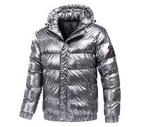 Chaqueta impermeable de plumón para hombre - Chaqueta de invierno para hombre Chaqueta cálida con capucha Parka de invierno Chaqueta de nieve Abrigo brillante de manga larga Abrigo de invierno con