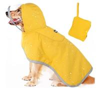 Chaqueta impermeable for perros, chaqueta impermeable for perros con capucha transparente de doble capa for perros y cachorros grandes, medianos y pequeños, poncho impermeable ajustable con bordes ref