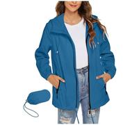 Chaqueta impermeable genérica para mujer ligera, chaqueta para mujer a mediados de temporada, impermeable, de gran tamaño, con capucha, manga larga, gabardina de lluvia, informal, transpirable, capa