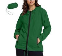 Chaqueta impermeable genérica para mujer ligera, chaqueta para mujer a mediados de temporada, impermeable, de gran tamaño, con capucha, manga larga, gabardina de lluvia, informal, transpirable, capa