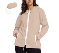 Chaqueta impermeable genérica para mujer ligera, chaqueta para mujer a mediados de temporada, impermeable, de gran tamaño, con capucha, manga larga, gabardina de lluvia, informal, transpirable, capa