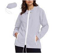 Chaqueta impermeable genérica para mujer ligera, chaqueta para mujer a mediados de temporada, impermeable, de gran tamaño, con capucha, manga larga, gabardina de lluvia, informal, transpirable, capa