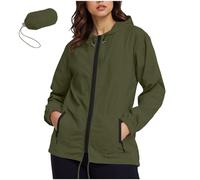 Chaqueta impermeable genérica para mujer ligera, chaqueta para mujer a mediados de temporada, impermeable, de gran tamaño, con capucha, manga larga, gabardina de lluvia, informal, transpirable, capa