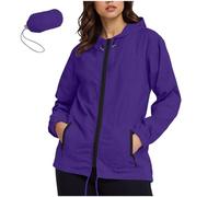 Chaqueta impermeable genérica para mujer ligera, chaqueta para mujer a mediados de temporada, impermeable, de gran tamaño, con capucha, manga larga, gabardina de lluvia, informal, transpirable, capa