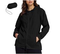 Chaqueta impermeable genérica para mujer ligera, chaqueta para mujer a mediados de temporada, impermeable, de gran tamaño, con capucha, manga larga, gabardina de lluvia, informal, transpirable, capa