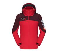 Chaqueta Impermeable Hombre, Cortavientos Outdoor Camping y Senderismo en Montaña para Mass Effect N7, con Forro Polar Capucha, Esquí Invierno,Red-x_l