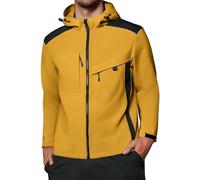 Chaqueta Impermeable Hombres Deportivo Raincoat con Capucha Trabajo Paravientos Hombre Chandal Invierno Traje Lluvia Chubasquero Futbol Amarillo Tierra Caza Amarillo Tierra XXL