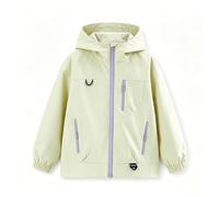 Chaqueta impermeable ligera con capucha para niños y niñas, con cremallera, para escuela, senderismo, malla, transpirable, cortavientos, para exteriores, casual, para montaña, verde claro, 13-14 años