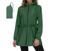 Chaqueta Impermeable Ligera for Mujer Chaqueta Fina de Verano Impermeable Plegable Gabardina con Capucha Chaqueta for Exteriores Senderismo y Acampada(Green,XXL)
