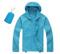 Chaqueta impermeable ligera para hombre, plegable, protección solar, resistente al viento, cremallera completa, manga larga, impermeable, secado rápido, senderismo, viajes, entrenamiento, para viajes