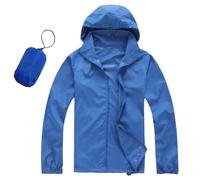 Chaqueta impermeable ligera para hombre, plegable, protección solar, resistente al viento, cremallera completa, manga larga, impermeable, secado rápido, senderismo, viajes, entrenamiento, para viajes